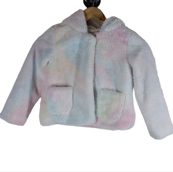 Faux Fur Hooded Lined Jacket 4T, Me Jand Mini,‎ Tie Dye - Picture 1 of 3